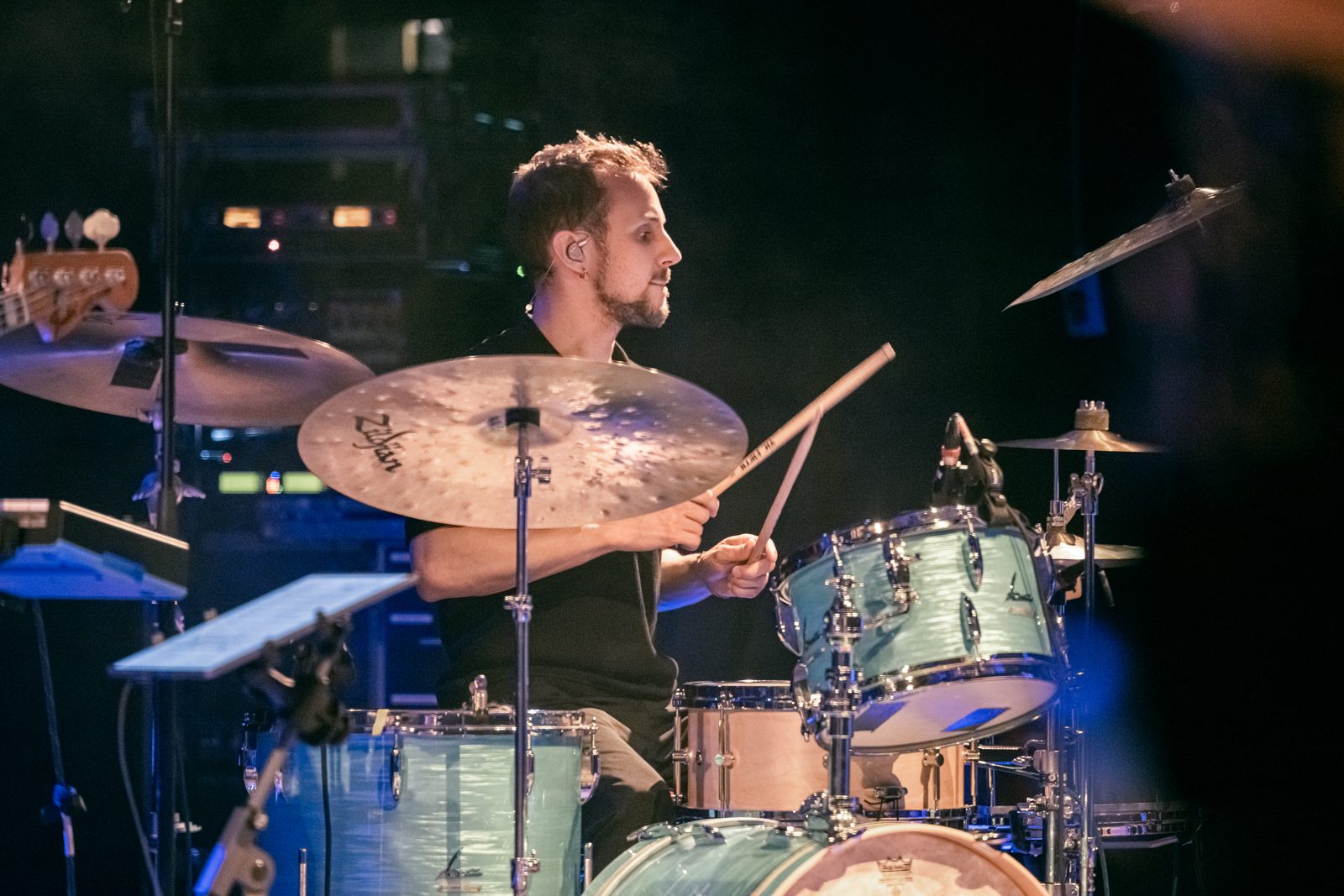 Leo Asal playing his Sonor Vintage Series drum kit